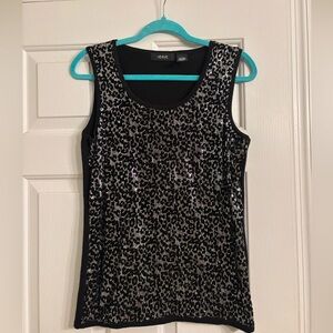 Verve Women's Black and Silver Sequin Tank Top
